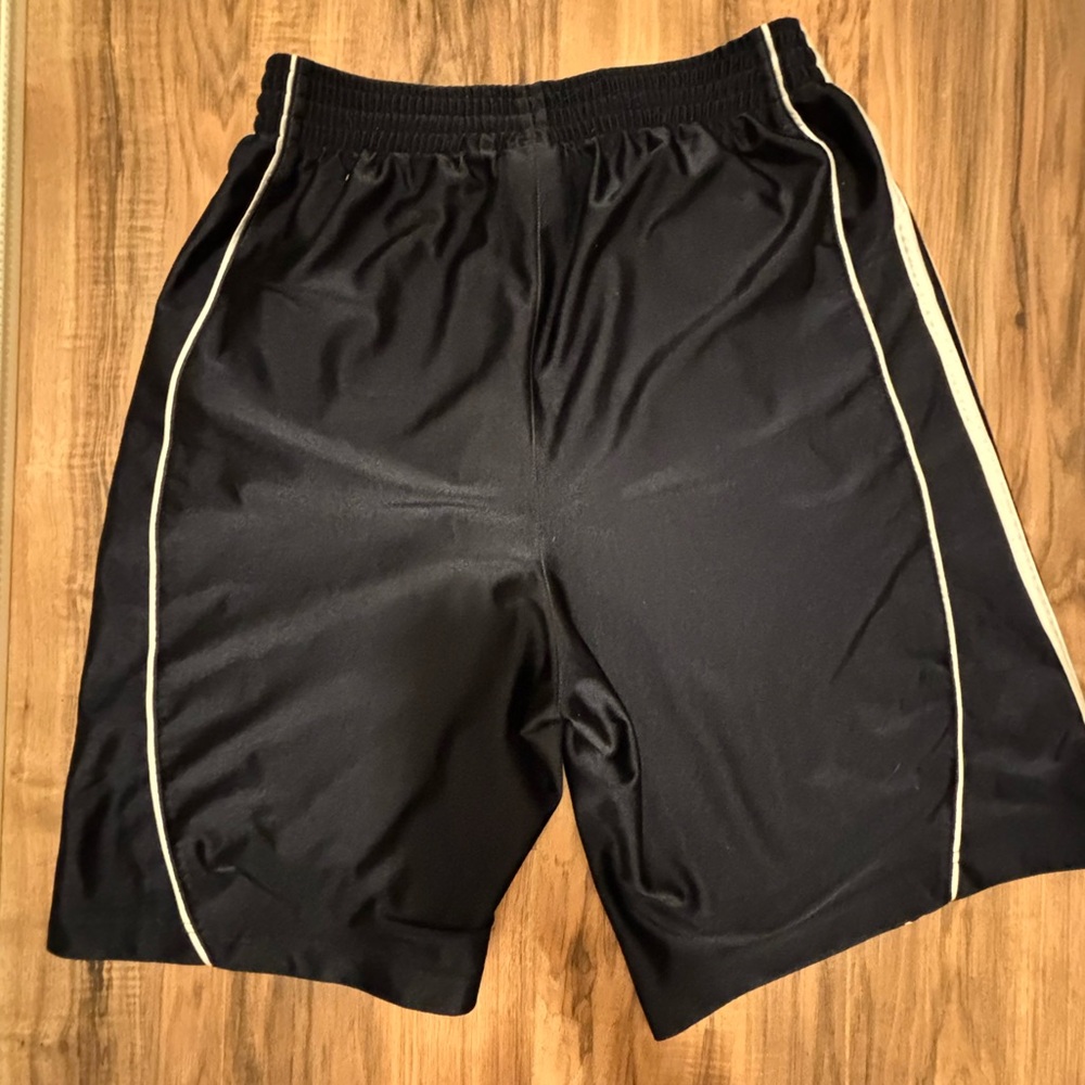 Adidas Navy Athletic Shorts with Signature Stripes - Picture 2 of 2